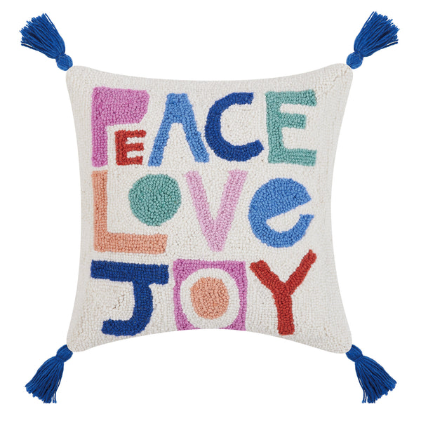 Peace Love Joy W/Tassels Hook Pillow