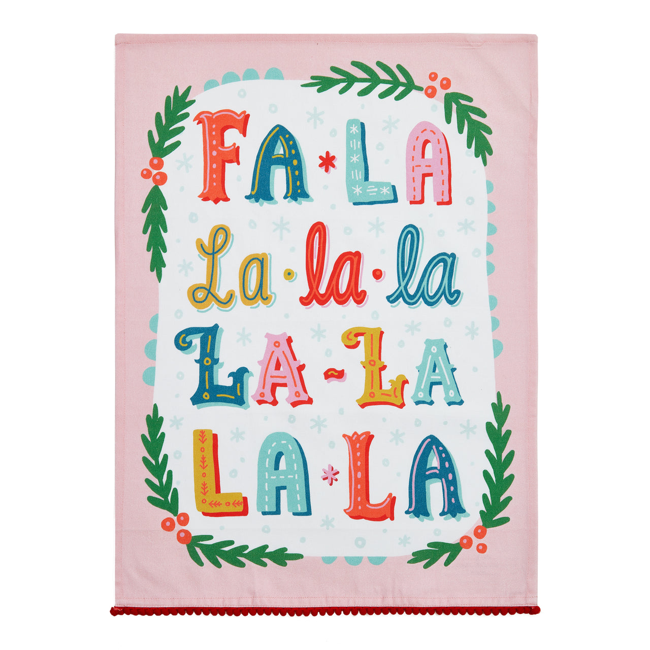 Fa La La La w/Pom Poms Kitchen Towel