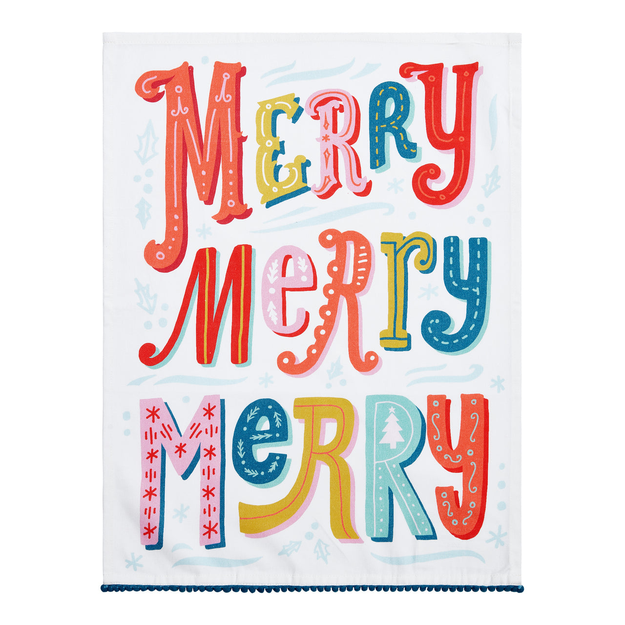 Merry Merry w/ Pom Poms Kitchen Towel