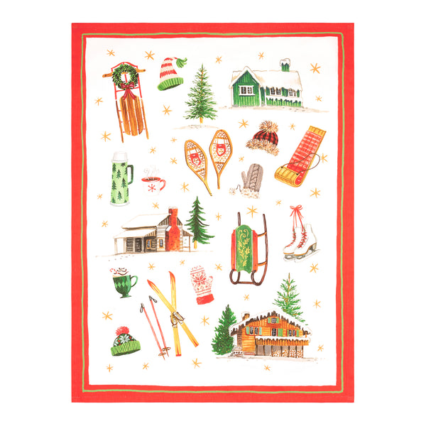 Sleds And Skis Kitchen Towel