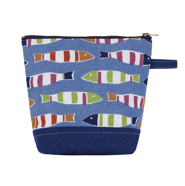 Picket Fish cotton cosmetic bag by Kate Nelligan Design