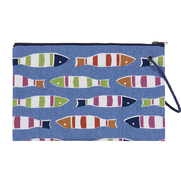 Picket Fish cotton wristlet by Kate Nelligan Design