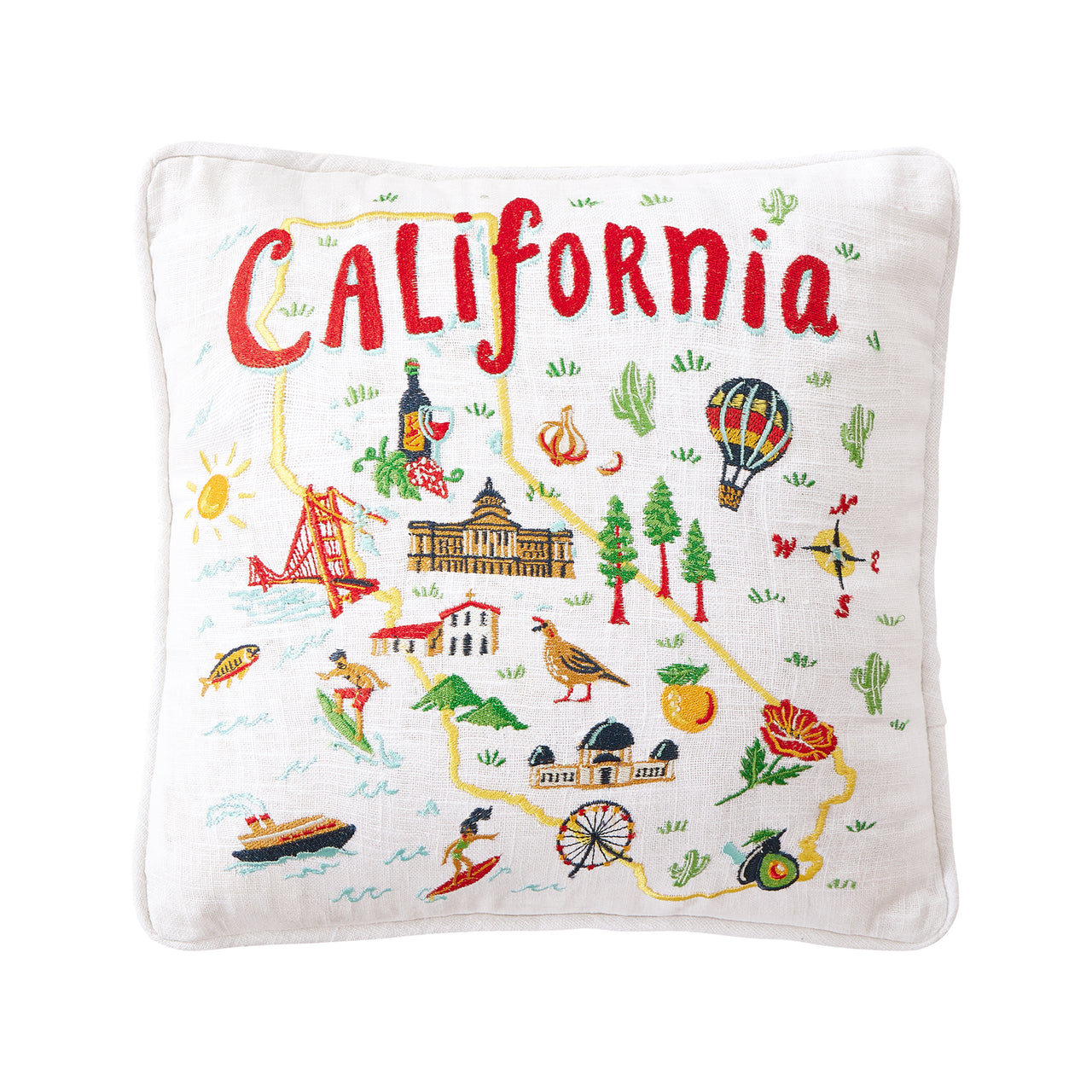 California Embroidered Pillow