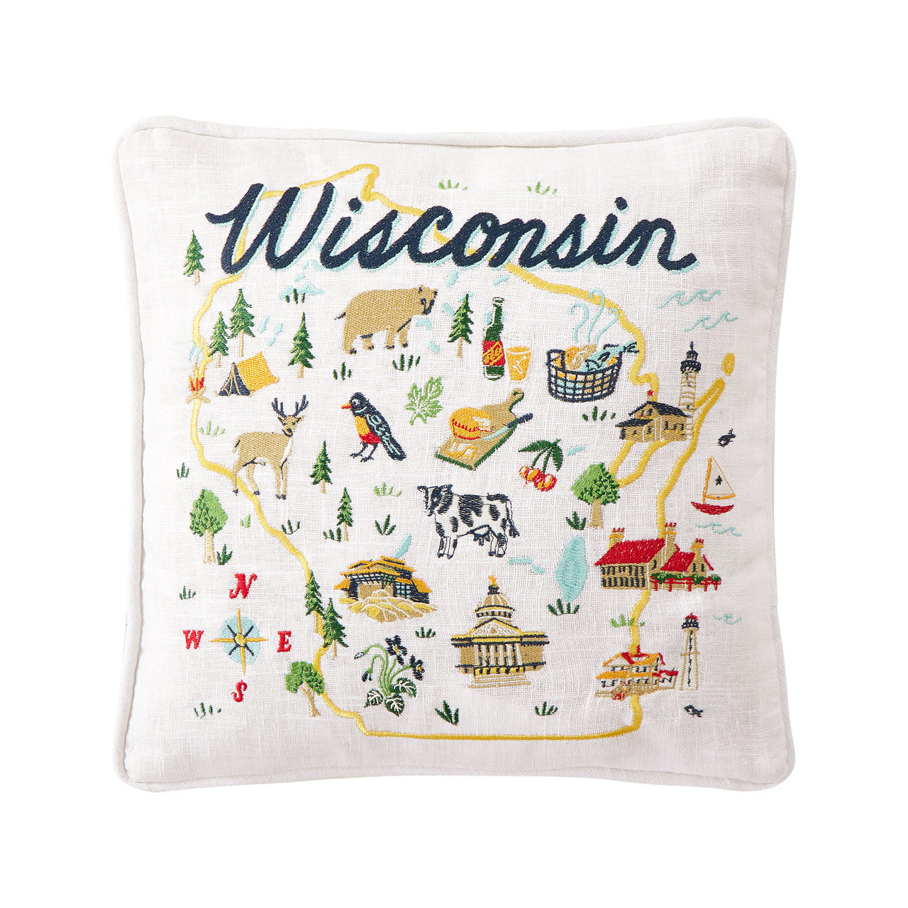 Wisconsin Embroidered Pillow