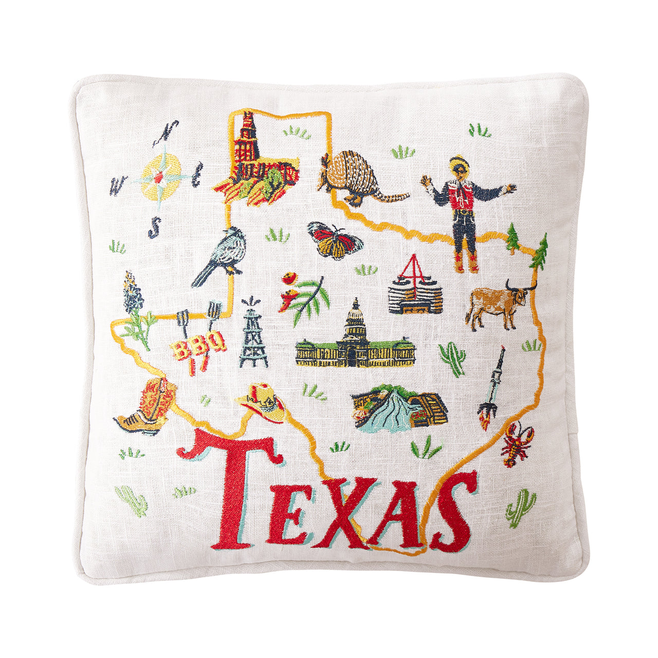 Texas Embroidered Pillow