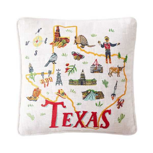 Texas Embroidered Pillow