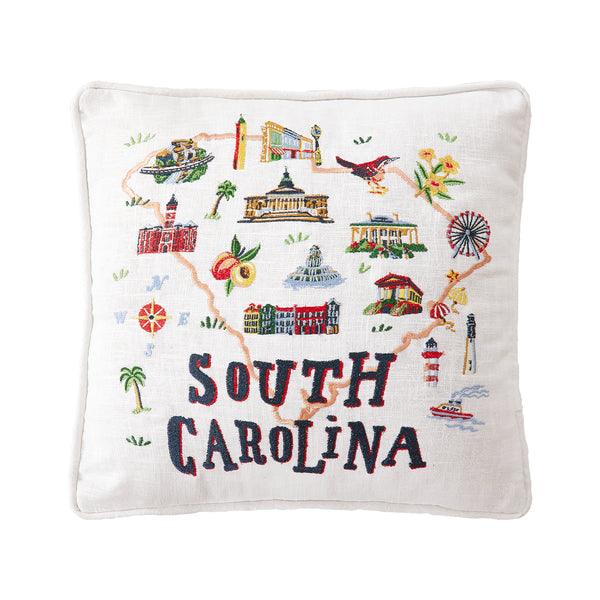 South Carolina Embroidered Pillow