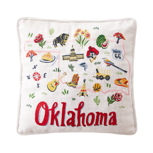 Oklahoma Embroidered Pillow