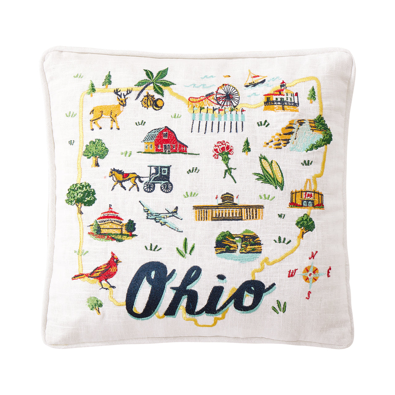 Ohio Embroidered Pillow