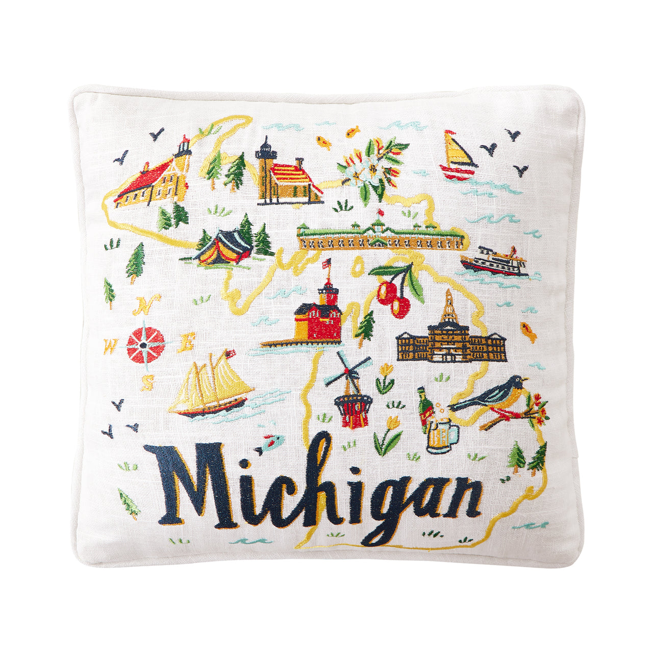 Michigan Embroidered Pillow