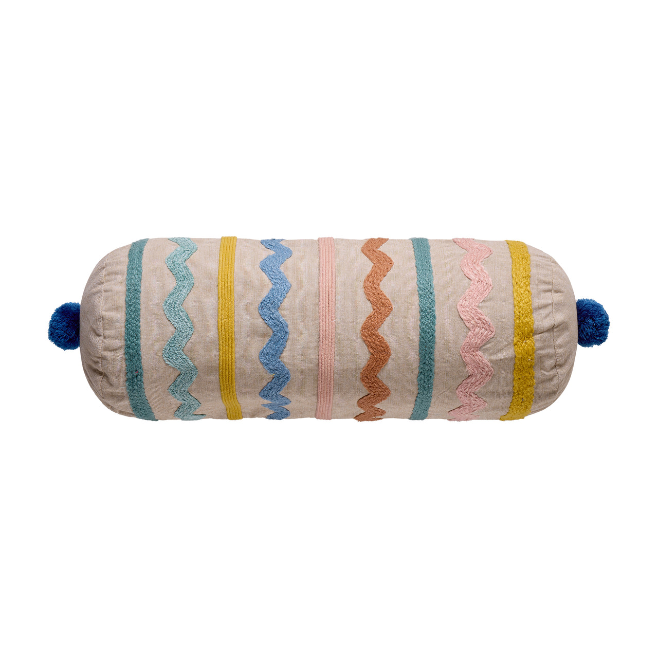 Zig-Zag Bolster w/Poms Pillow Poly Filler