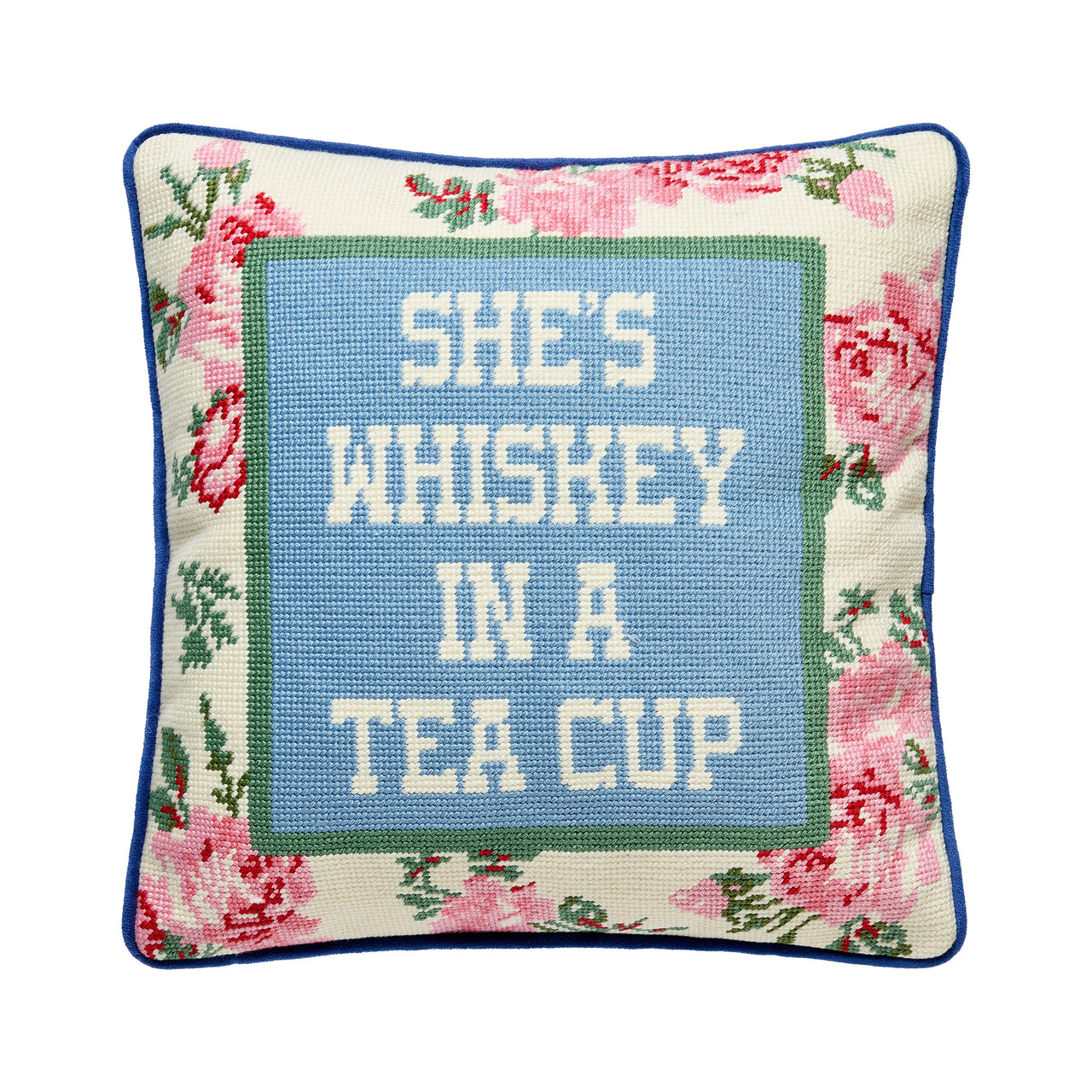 She's Whiskey Embroidered Needlepoint Pillow