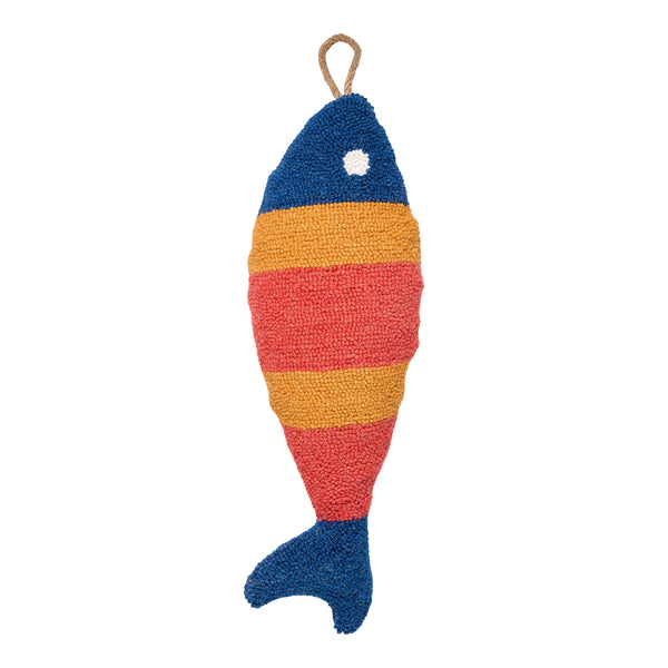 Orange Picket Fish Hook Pillow Blown-in Filled