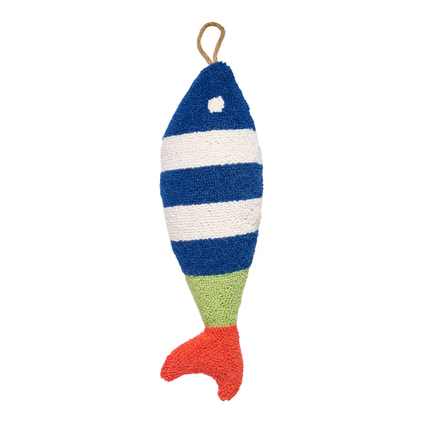 Picket Fish Shaped Hook Pillow Blown-in Filled