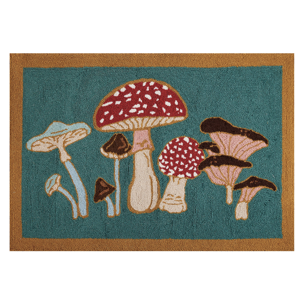 Mushrooms mushroom hand-hooked wool accent rug by Teresa Chan