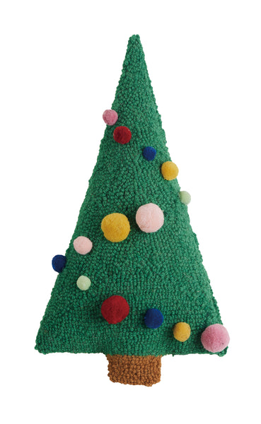 Tree Shaped bold modern hand-hooked wool accent pillow by Ampersand