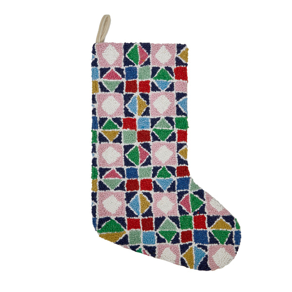 Quilt Star Pink Hook Stocking