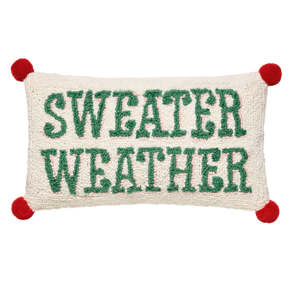 Sweater Weather w/Pom Hook Pillow Poly Filled