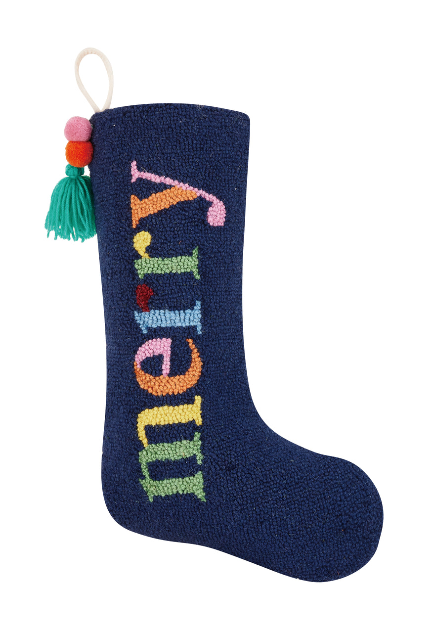 Merry w/Pom Pom Tassel Stocking