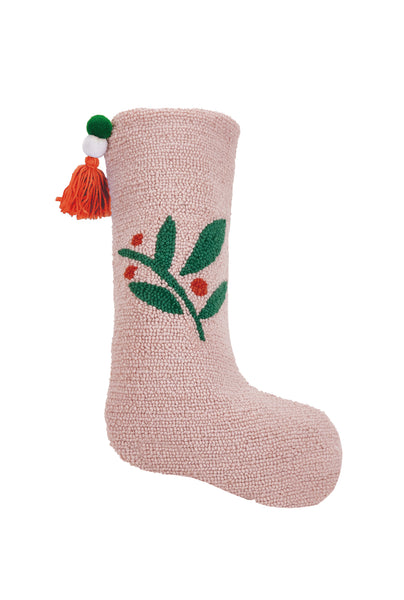 Pink Berries w/Pom Pom Tassel Stocking