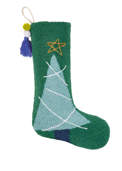 Christmas Tree w/Pom Pom Tassel Stocking