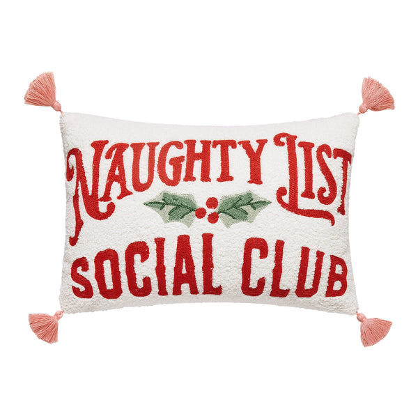 Naughty Social Club Embroidered Pillow Poly Filled