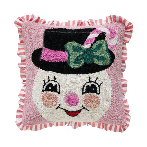 Pink Snowman Hook Pillow Poly Filled