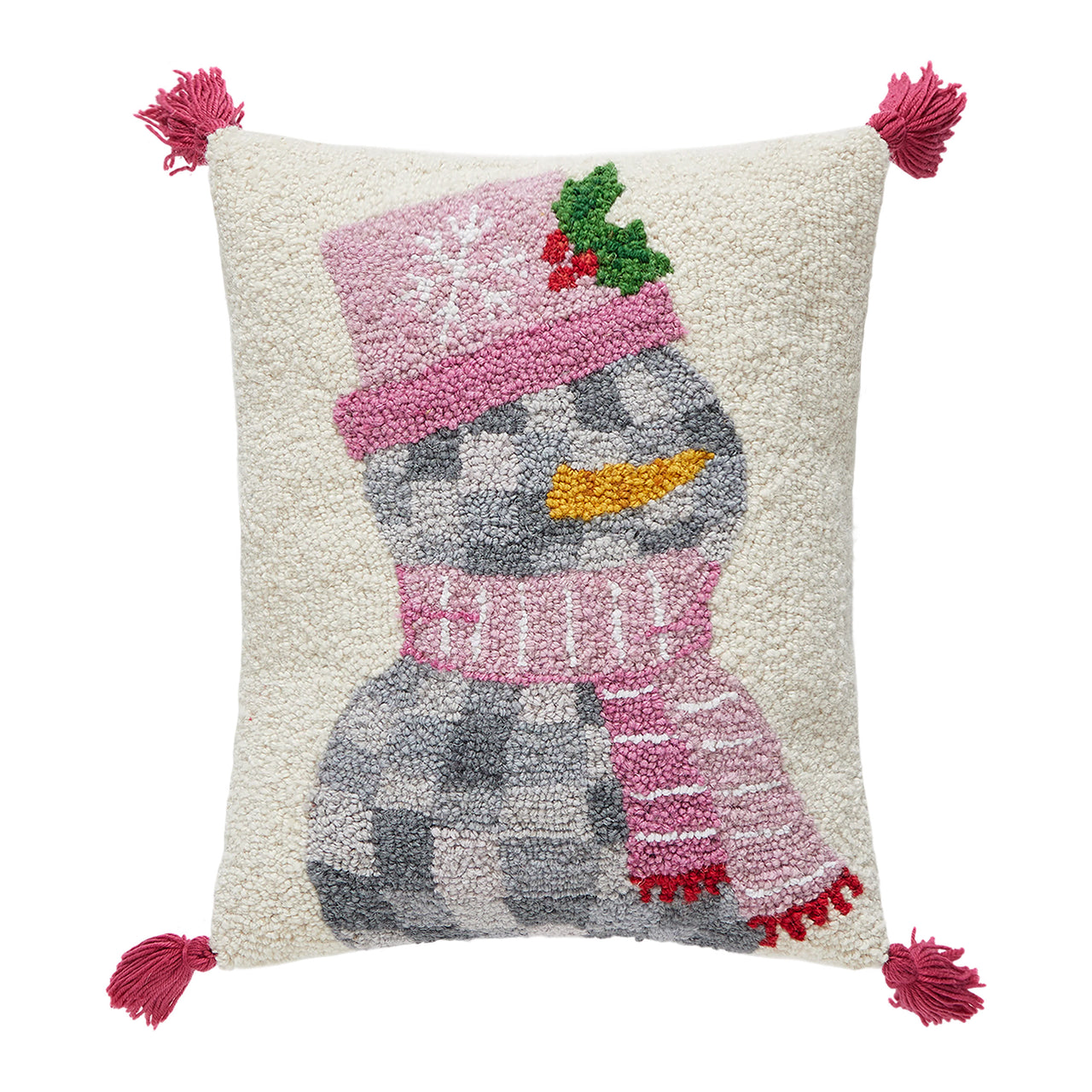 Disco Snowman w/Tassels Hook Pillow Poly Filled