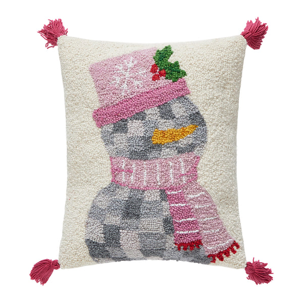 Disco Snowman w/Tassels Hook Pillow Poly Filled