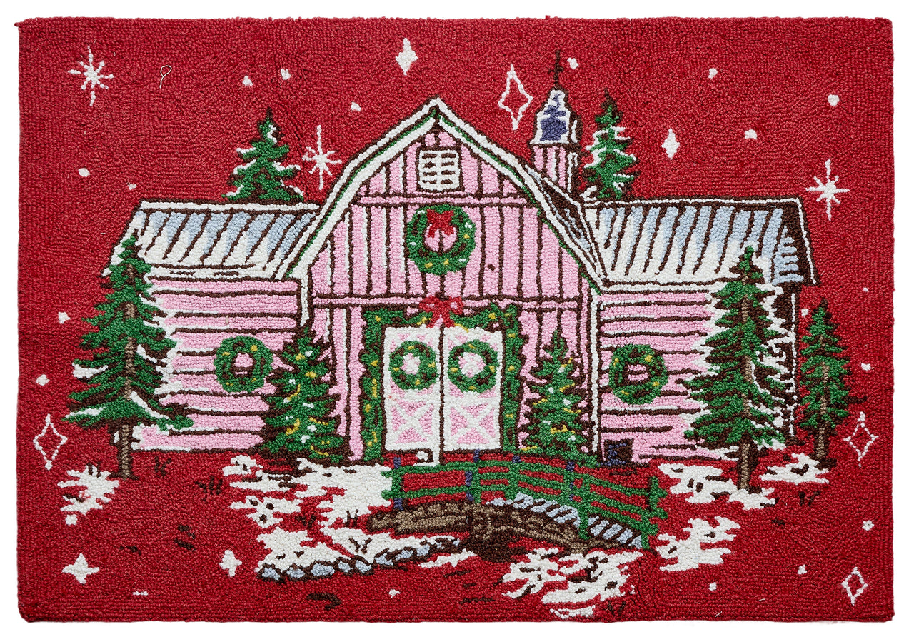 Pink Barn Hook Rug