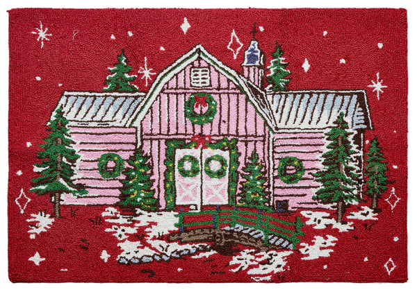 Pink Barn Hook Rug