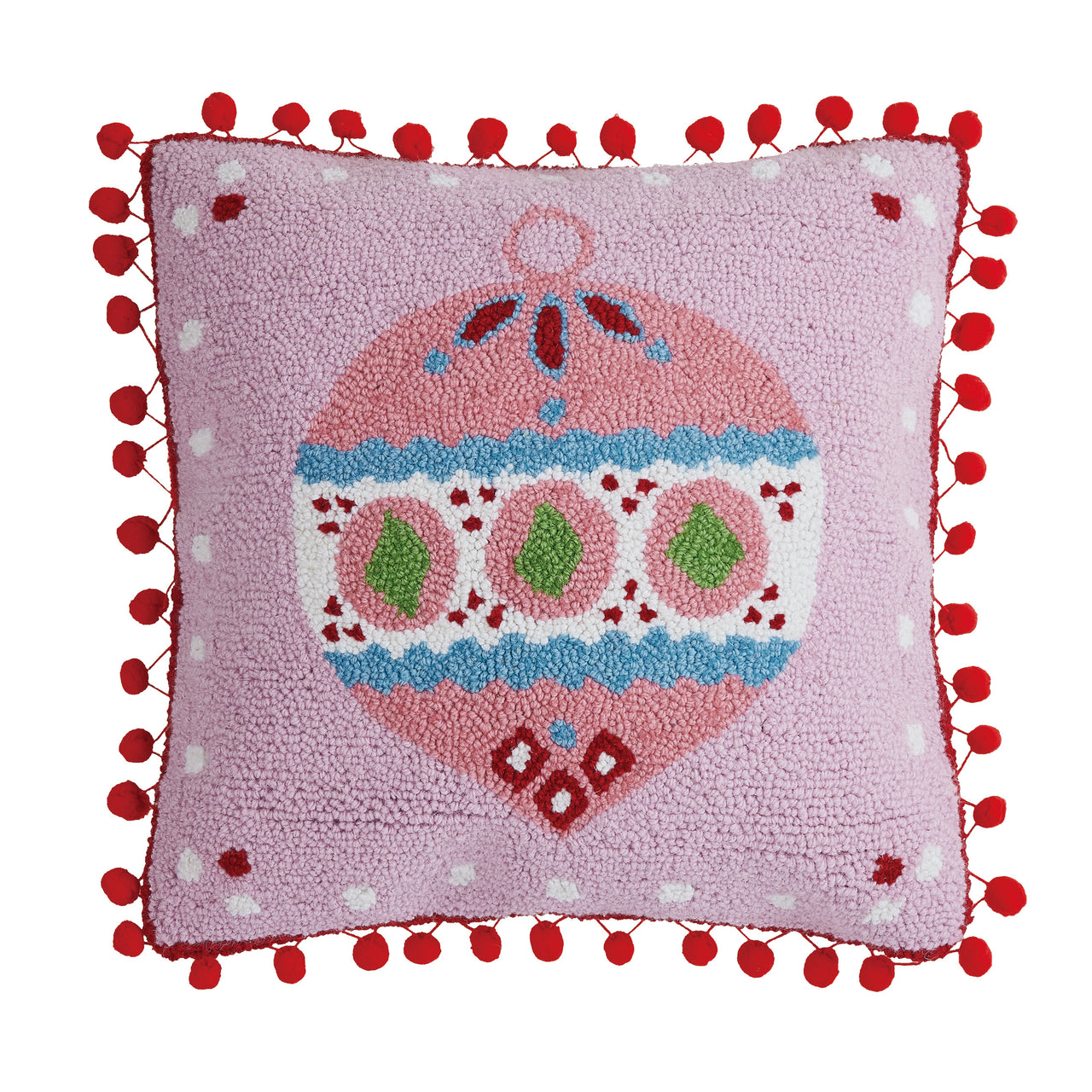 Sparkle Pink Ornament w/Poms Hook Pillow