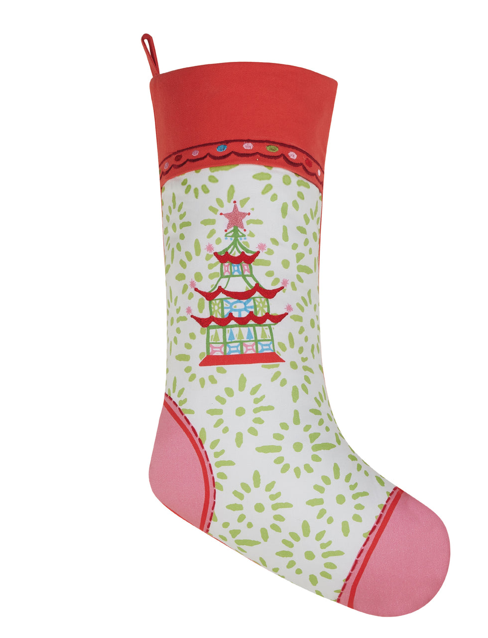 Holiday Follies Printed Embroidered Stocking