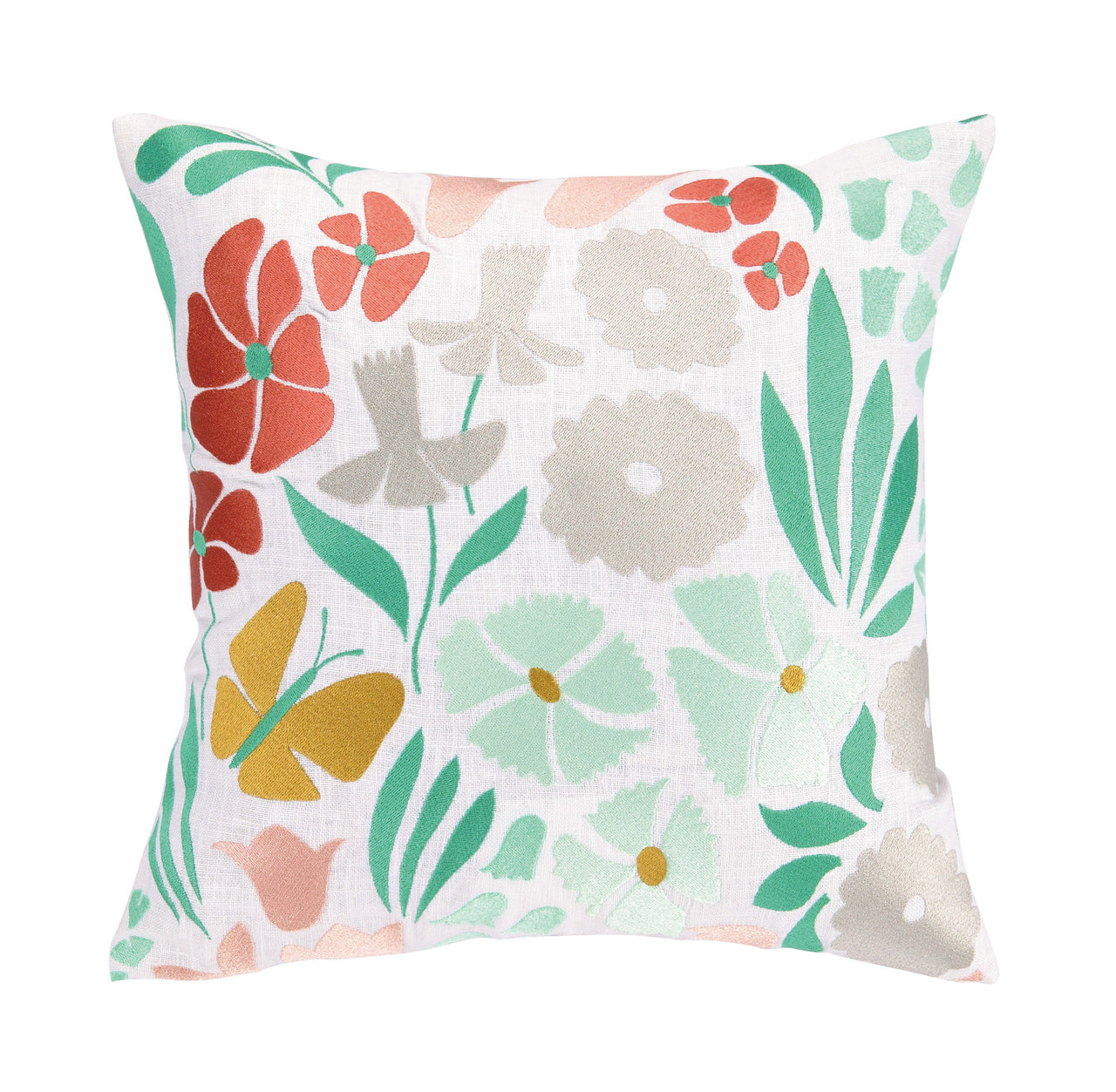 Summer Bloom Embroidered Pillow