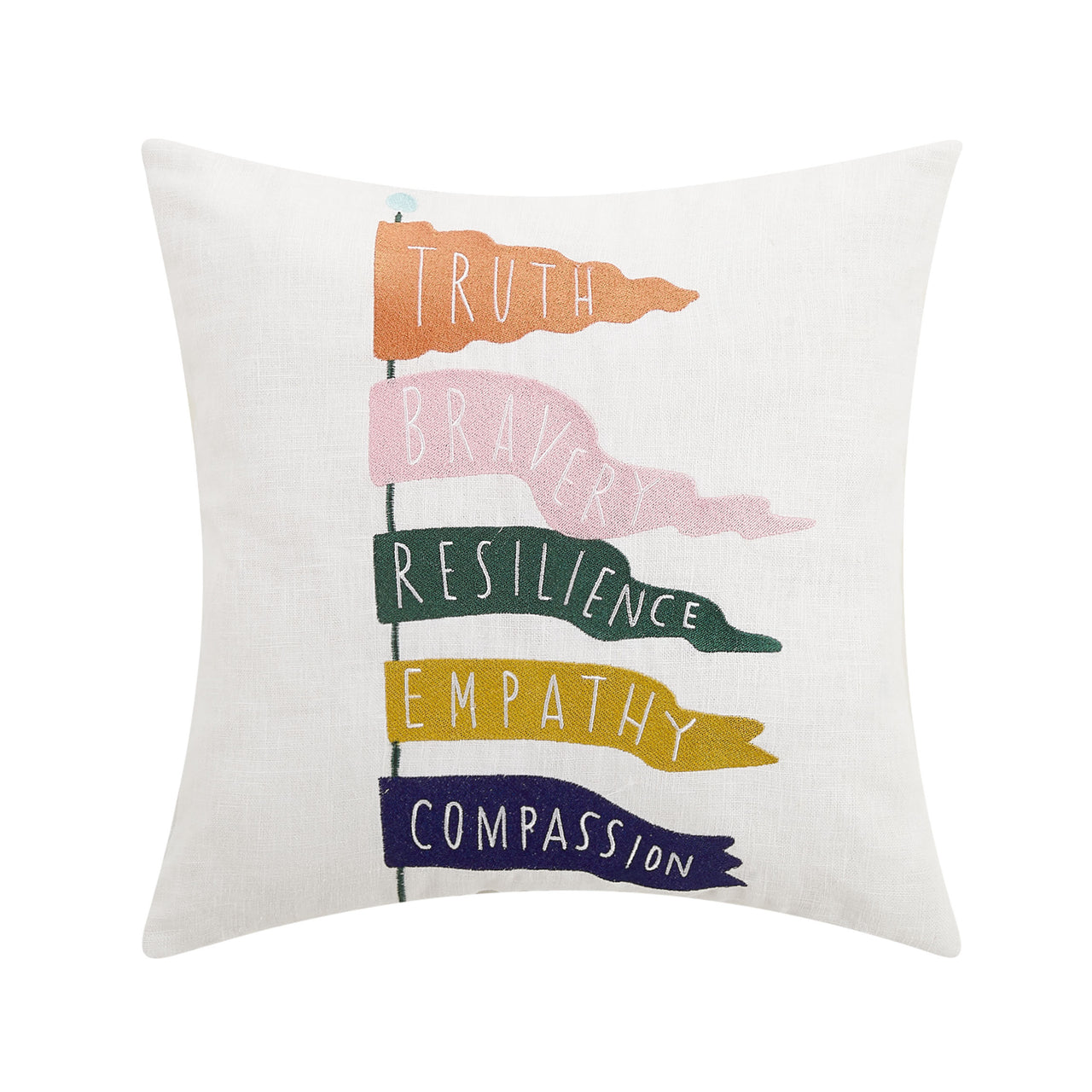 Positive Principles Embroidered Pillow, 16"x16"