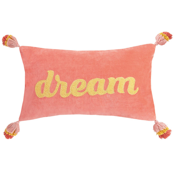 Dream Pink Embroidered Throw Pillow