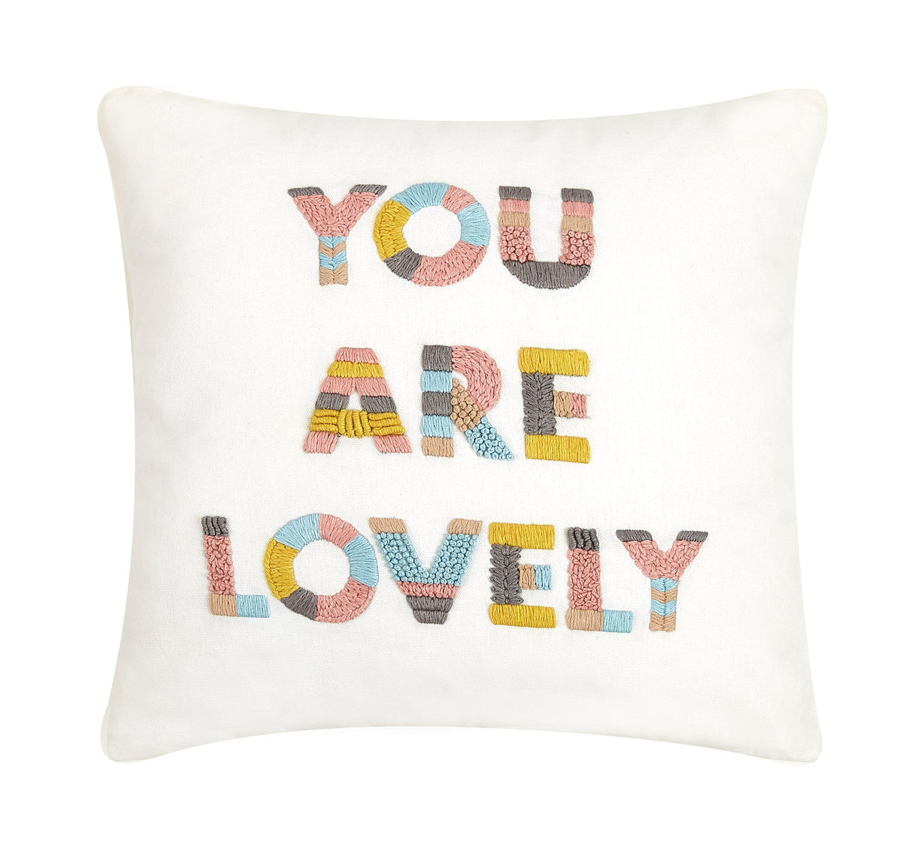 You Are Lovely Embroidered Colorful Throw Pillow