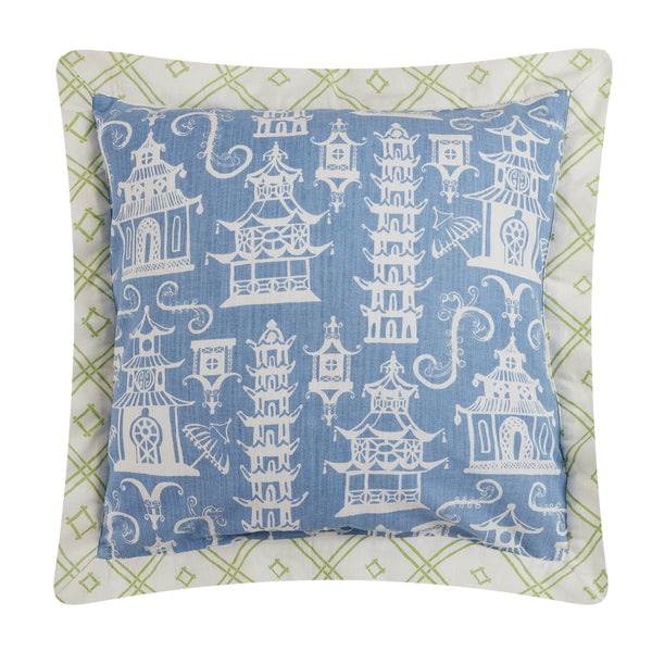 Pagodas Periwinkle Printed Pillow