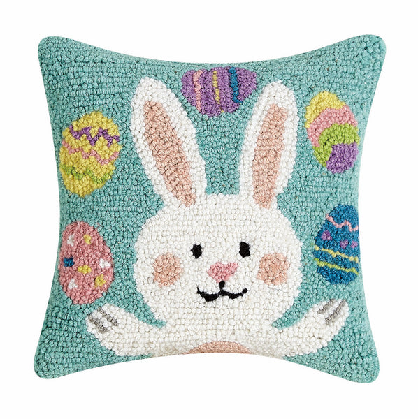 Bunny Juggling Eggs Hook Pillow