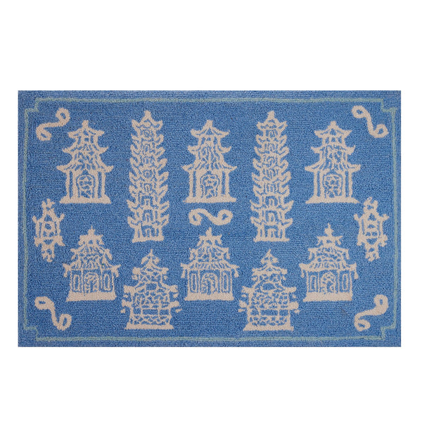 Pagodas Periwinkle Hook Rug