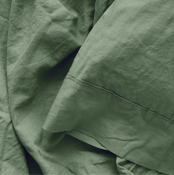 Linen Cotton Sheet Set - Olive Green