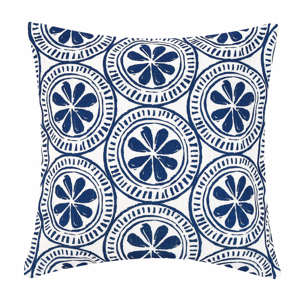 Navy Medallion cut paper collage decorative throw pillow by Kate Nelligan Design