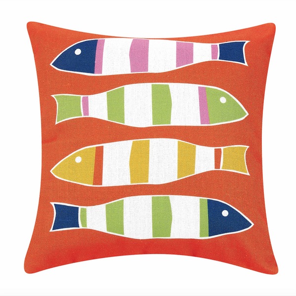 Picket Fish Orange Pillow fish decorative throw pillow by Kate Nelligan Design