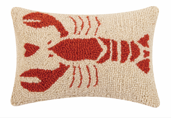 Lobster Heart lobster hand-hooked wool accent pillow by Kate Nelligan Design