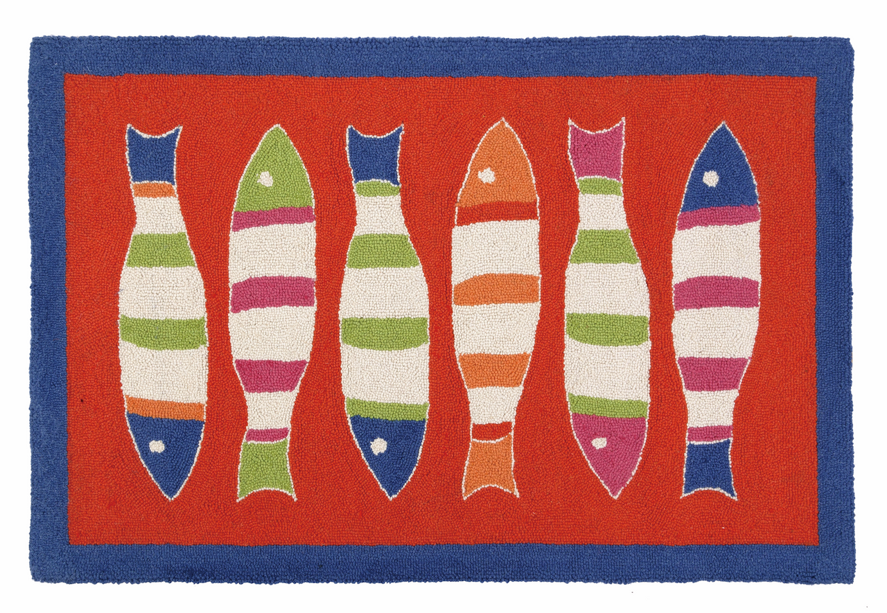 Picket Fish Orange Hook Rug