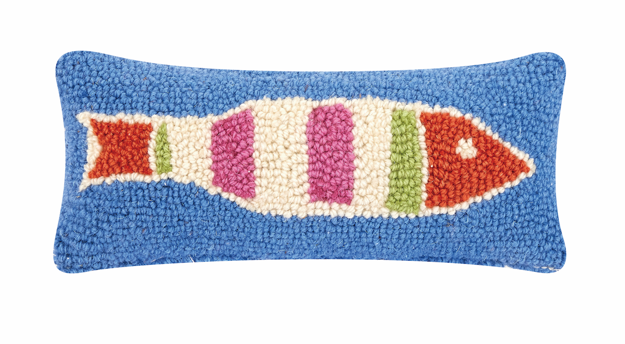 Pink Red Blue Green Picket Fish Hook Pillow